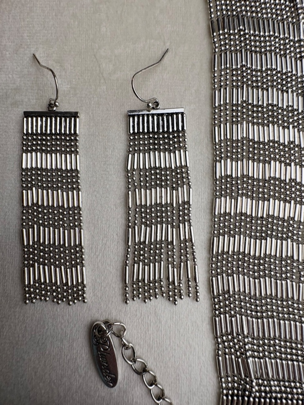 New Silver Beaded Dangle Earrings by Plunder Design - Picture 7 of 9